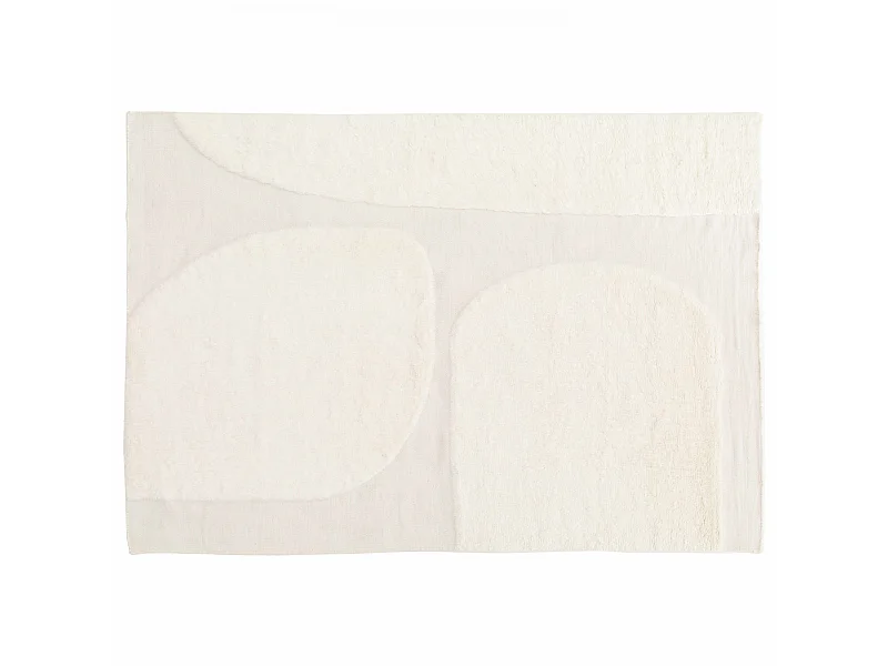Tapis rectangulaire en laine à motif tissé main blanc 200 x 290 cm