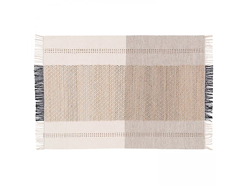 Tapis en laine et jute tissé à plat à motifs géométriques 200 x 290 cm