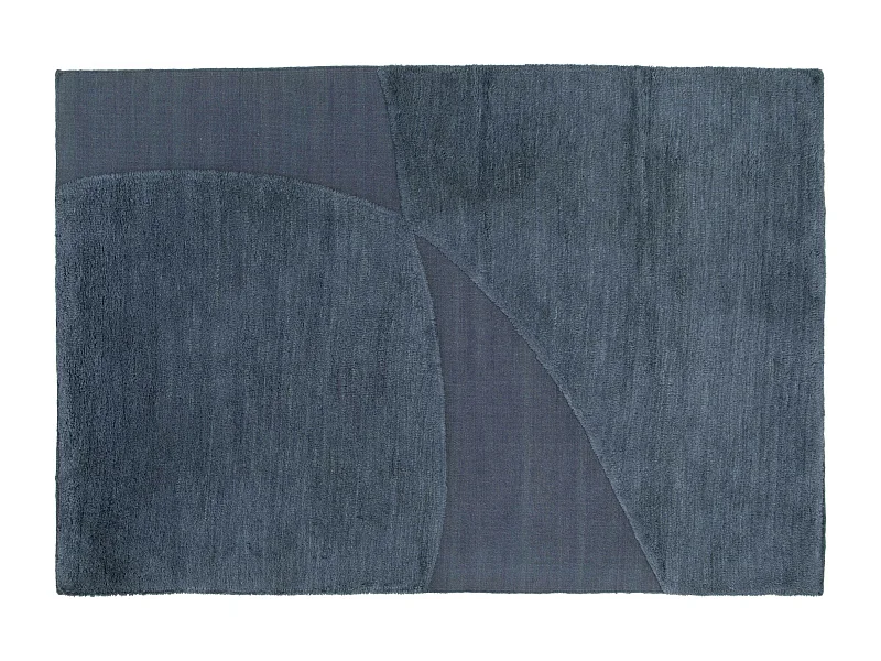 Tapis rectangulaire en laine à motif tissé main bleu 200 x 290 cm