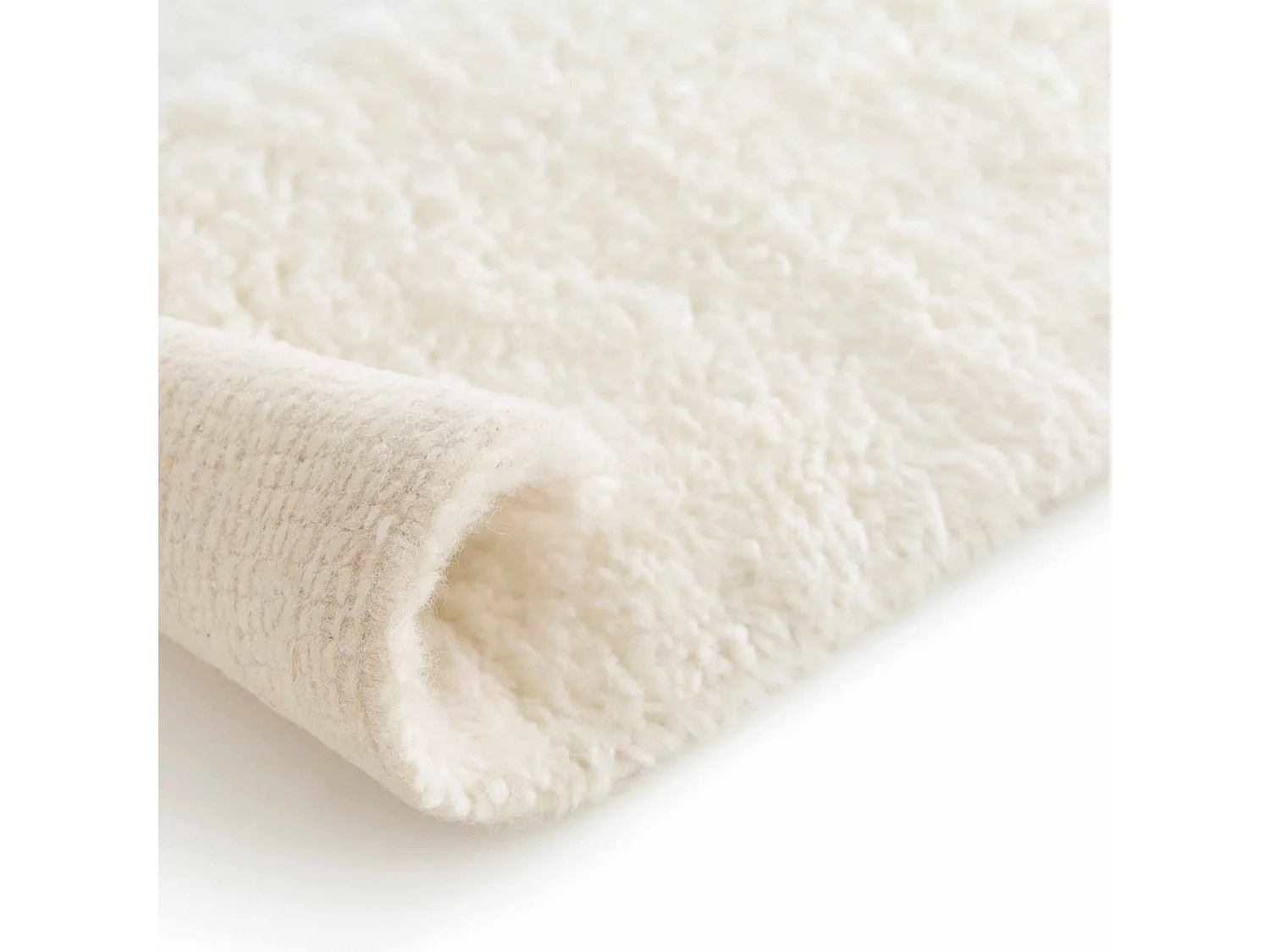 Tapis rectangulaire en laine à motif tissé main blanc 160 x 230 cm