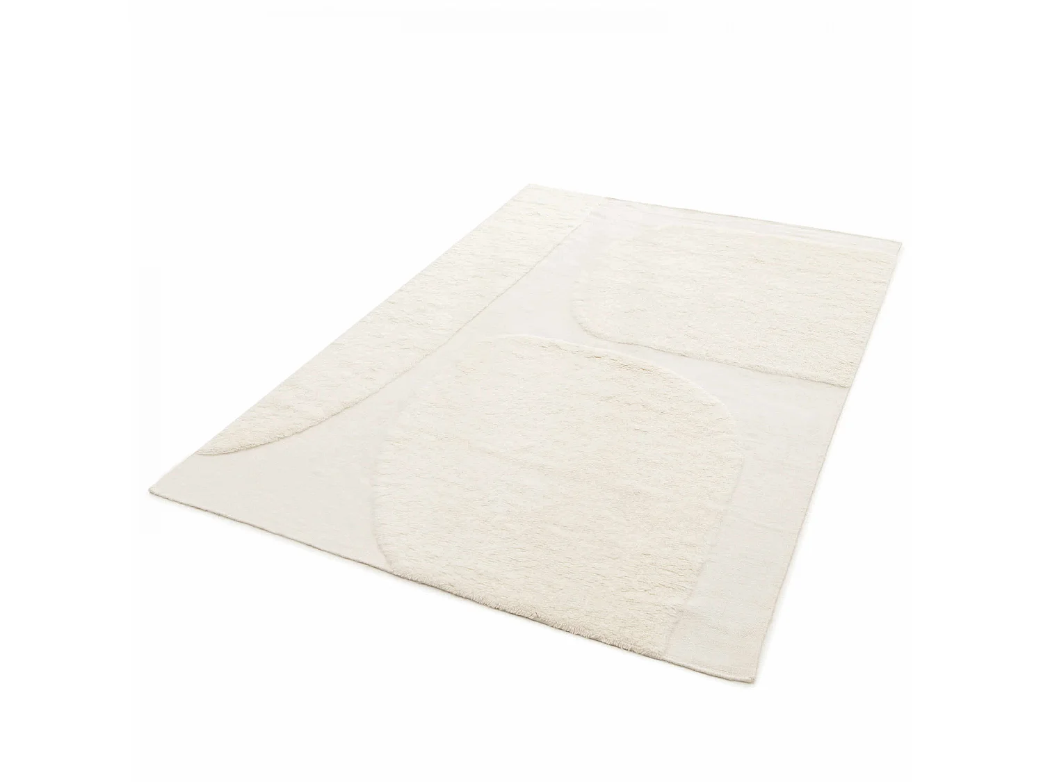 Tapis rectangulaire en laine à motif tissé main blanc 160 x 230 cm