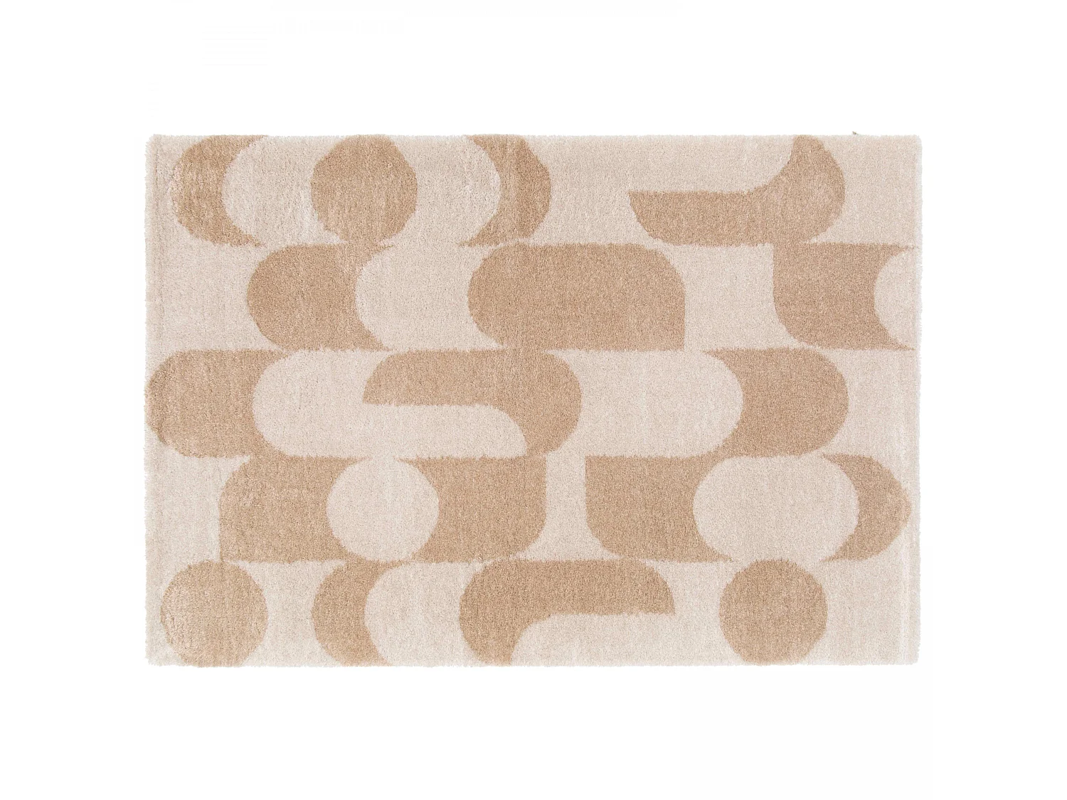 Tapis rectangulaire motif seventies écru et beige 160 x 230 cm