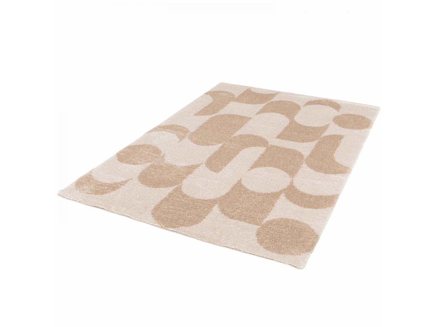 Tapis rectangulaire motif seventies écru et beige 160 x 230 cm