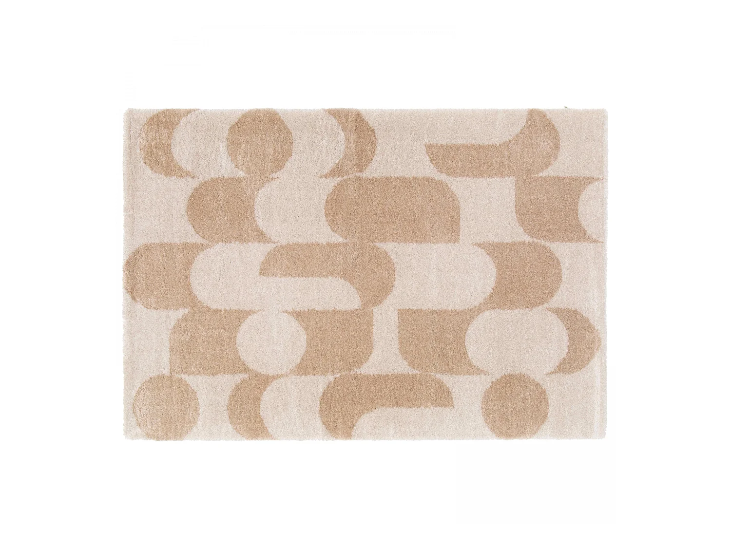 Tapis rectangulaire motif seventies écru et beige 160 x 230 cm