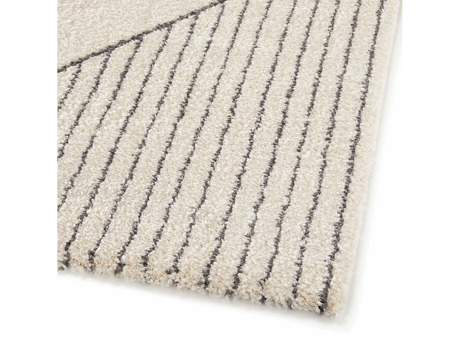 Tapis rectangulaire motif linéaire à poils courts beige 120 x 170 cm