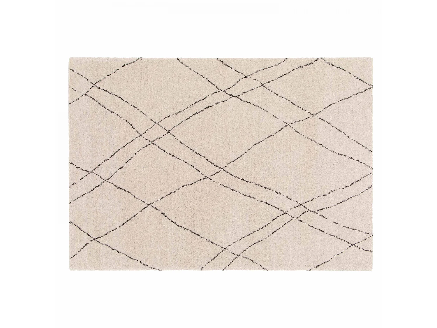 Tapis rectangulaire motif berbère à poils courts écru 160 x 230 cm