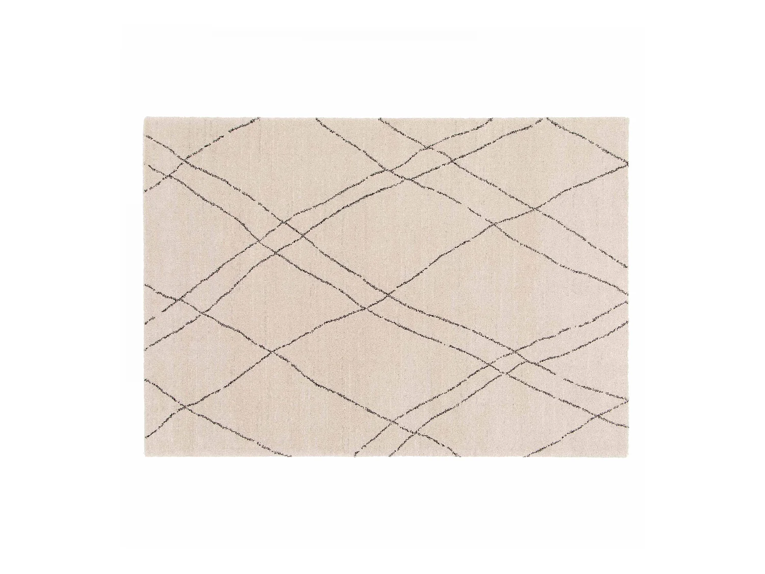 Tapis rectangulaire motif berbère à poils courts écru 160 x 230 cm