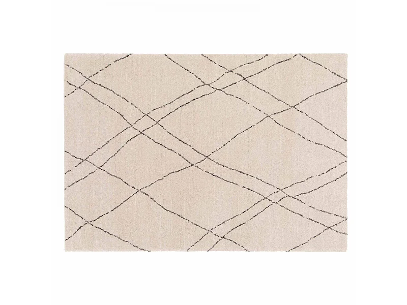 Tapis rectangulaire motif berbère à poils courts écru 160 x 230 cm