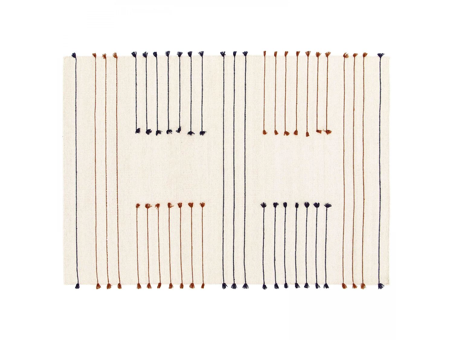 Tapis en laine tissé à la main avec pompons 200 x 290 cm