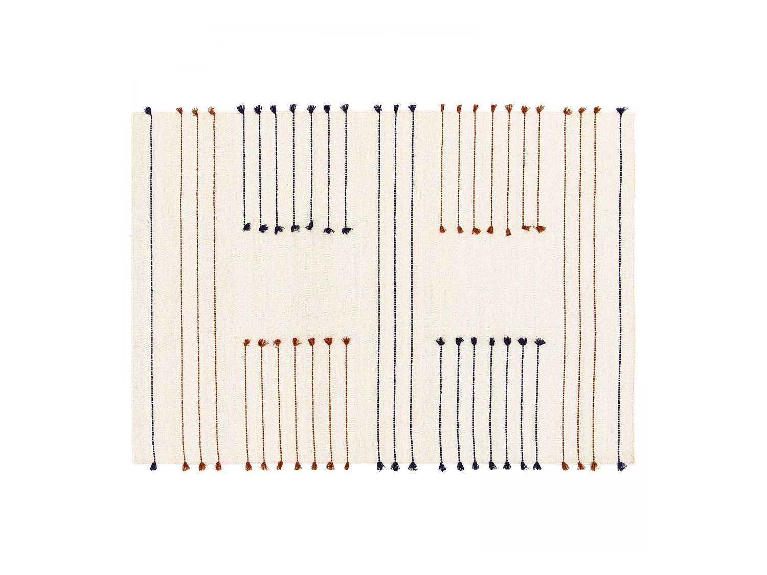 Tapis en laine tissé à la main avec pompons 200 x 290 cm