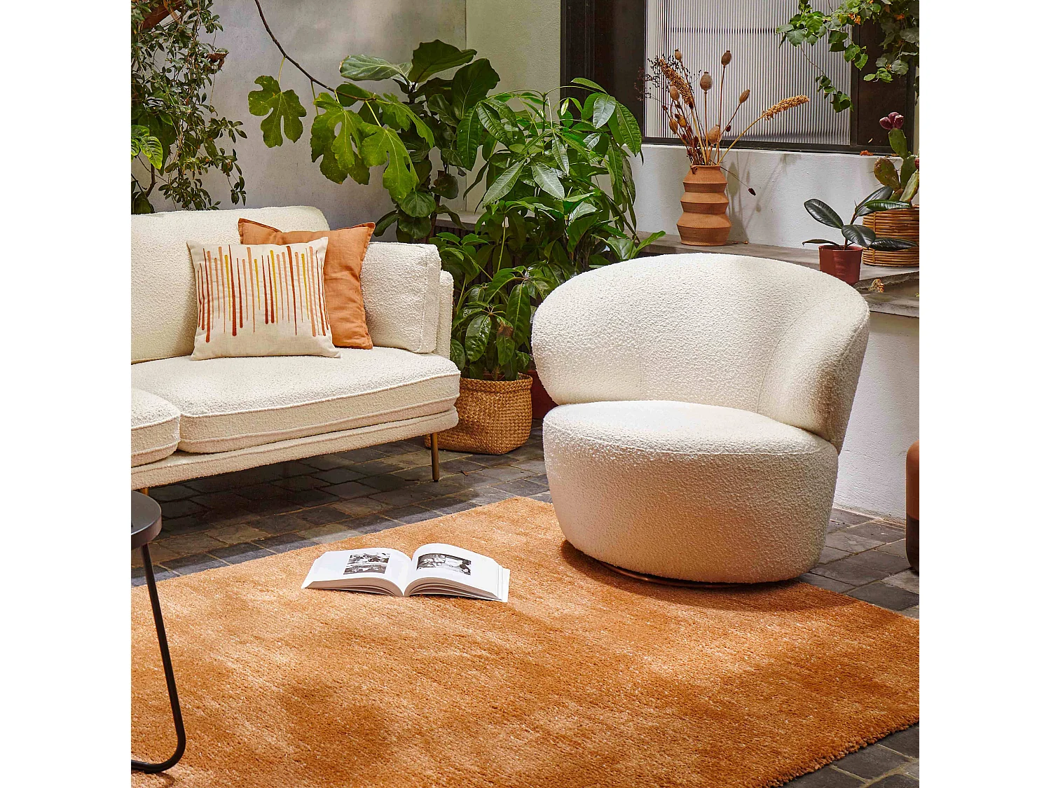 Tapis rectangulaire en polypropylène poils ras uni marron 160 x 230 cm