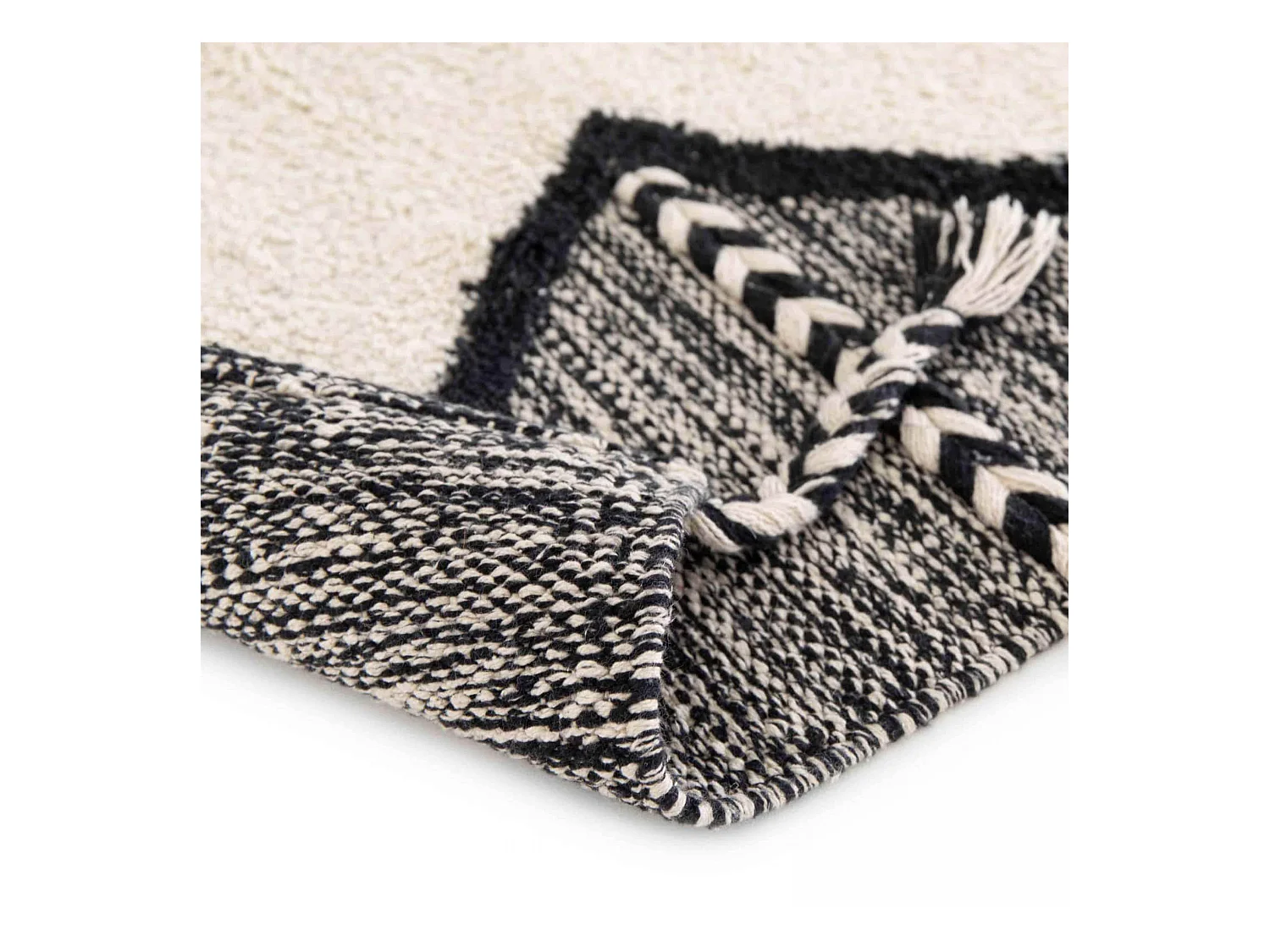 Tapis rectangulaire berbère en coton tufté à franges 80 x 200 cm