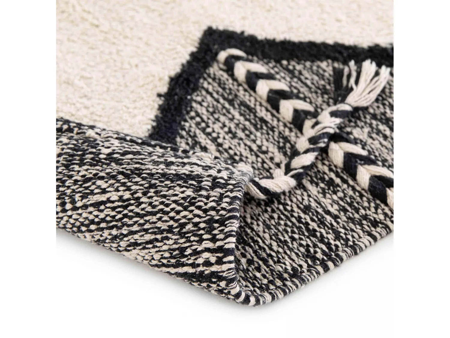 Tapis rectangulaire berbère en coton tufté à franges 80 x 200 cm