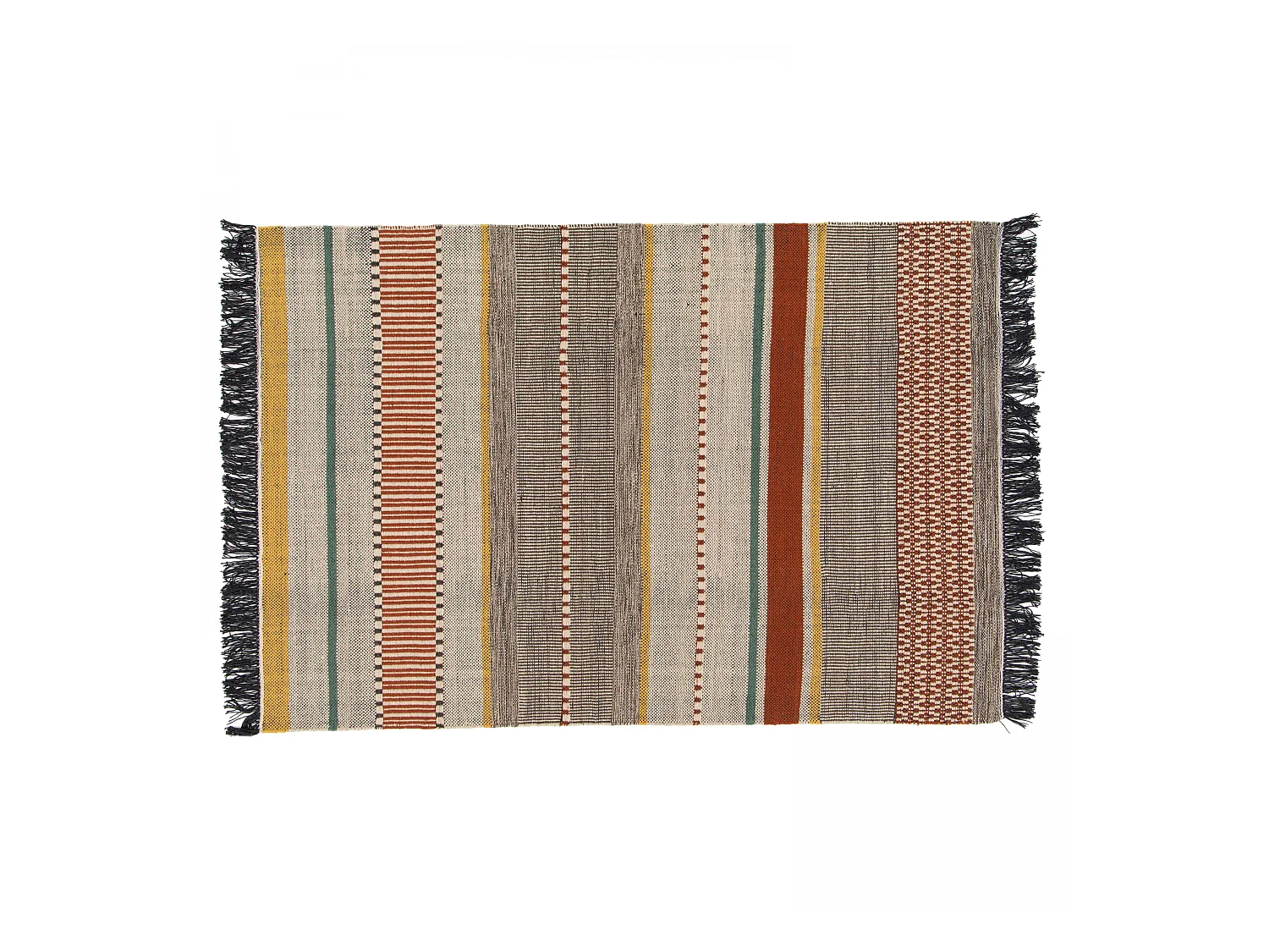 Tapis en laine tissé à plat avec motifs et franges 120 x 170 cm