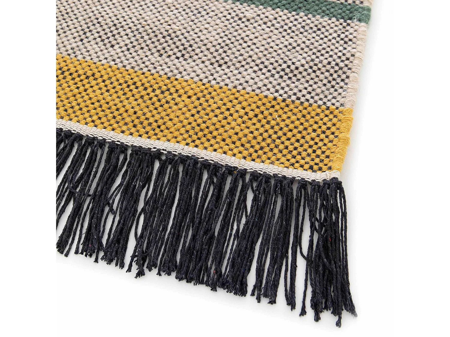 Tapis en laine tissé à plat avec motifs et franges 120 x 170 cm