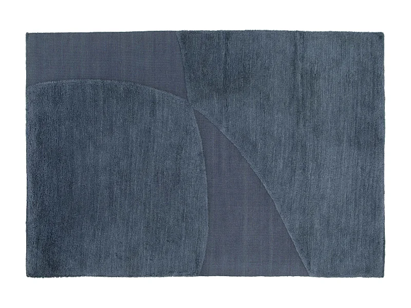 Tapis rectangulaire en laine à motif tissé main bleu 240 x 340 cm