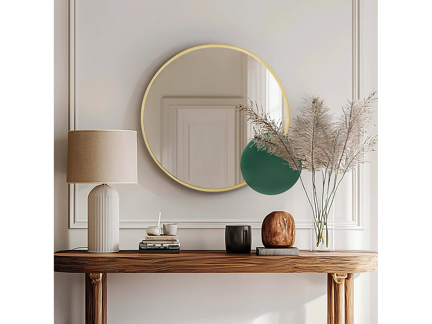 Miroir avec détail en métal émaillé 67 cm