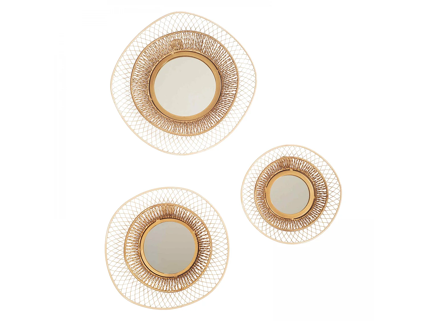 Lot de 3 miroirs en métal forme organique 31 cm
