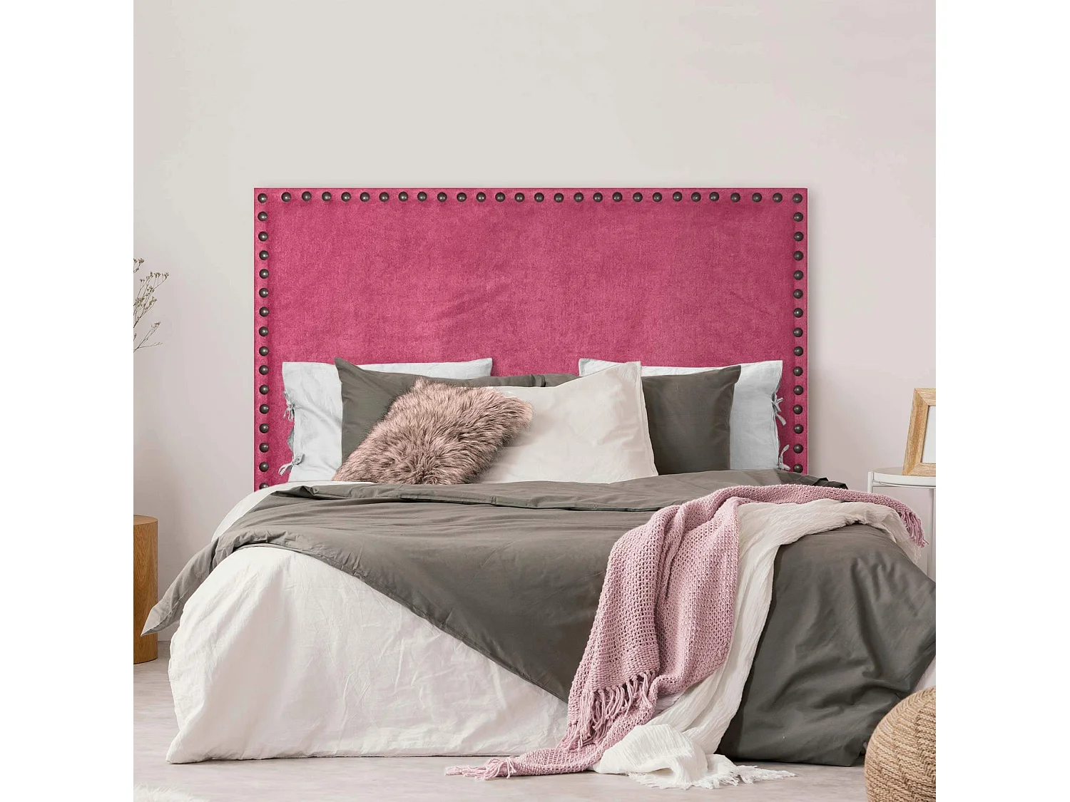 Cabecero Apolo Tapizado Nido Antimanchas Rosa de SonnoMattress 160X120x8cm