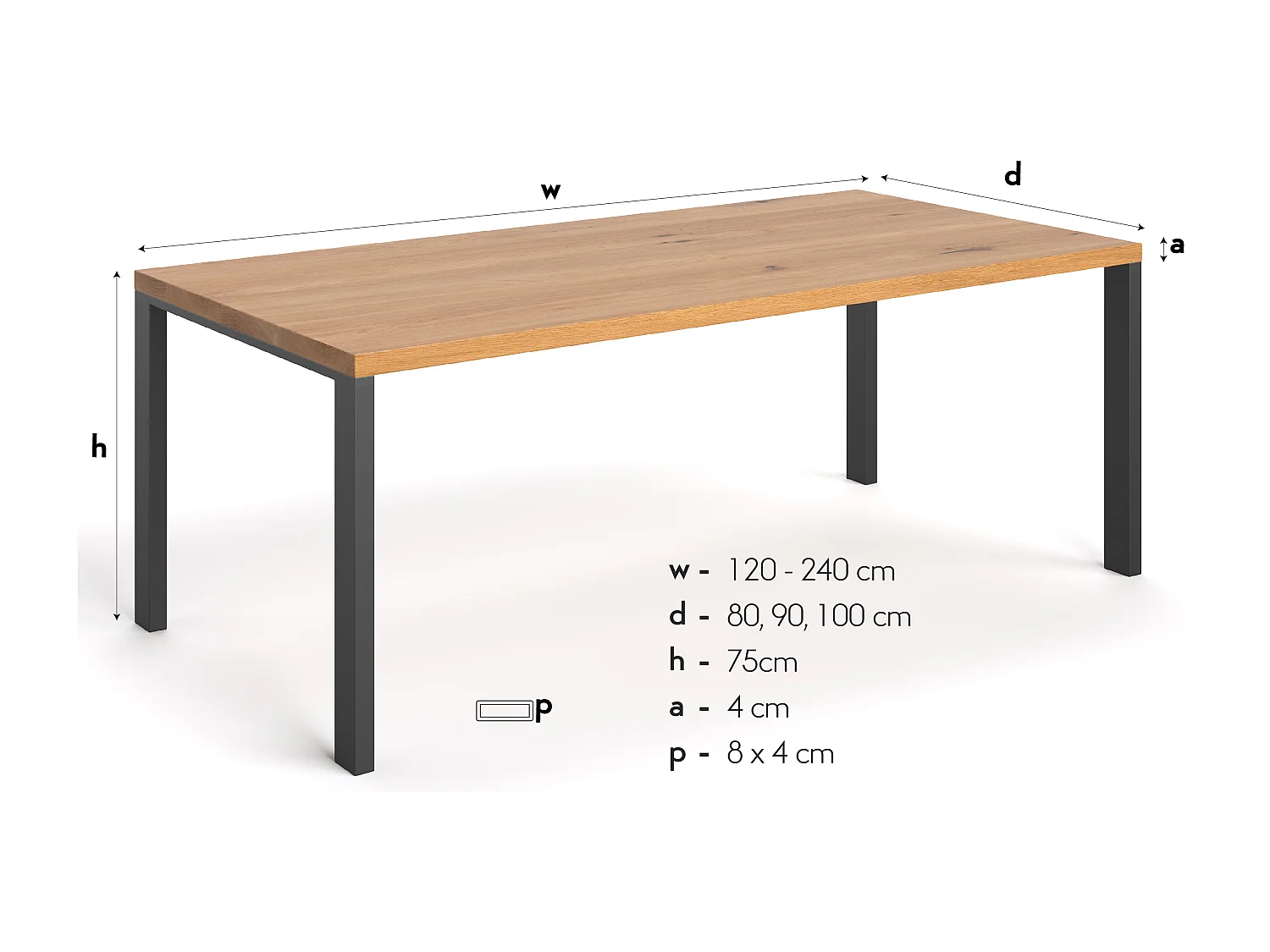 Table Ramme en chêne massif