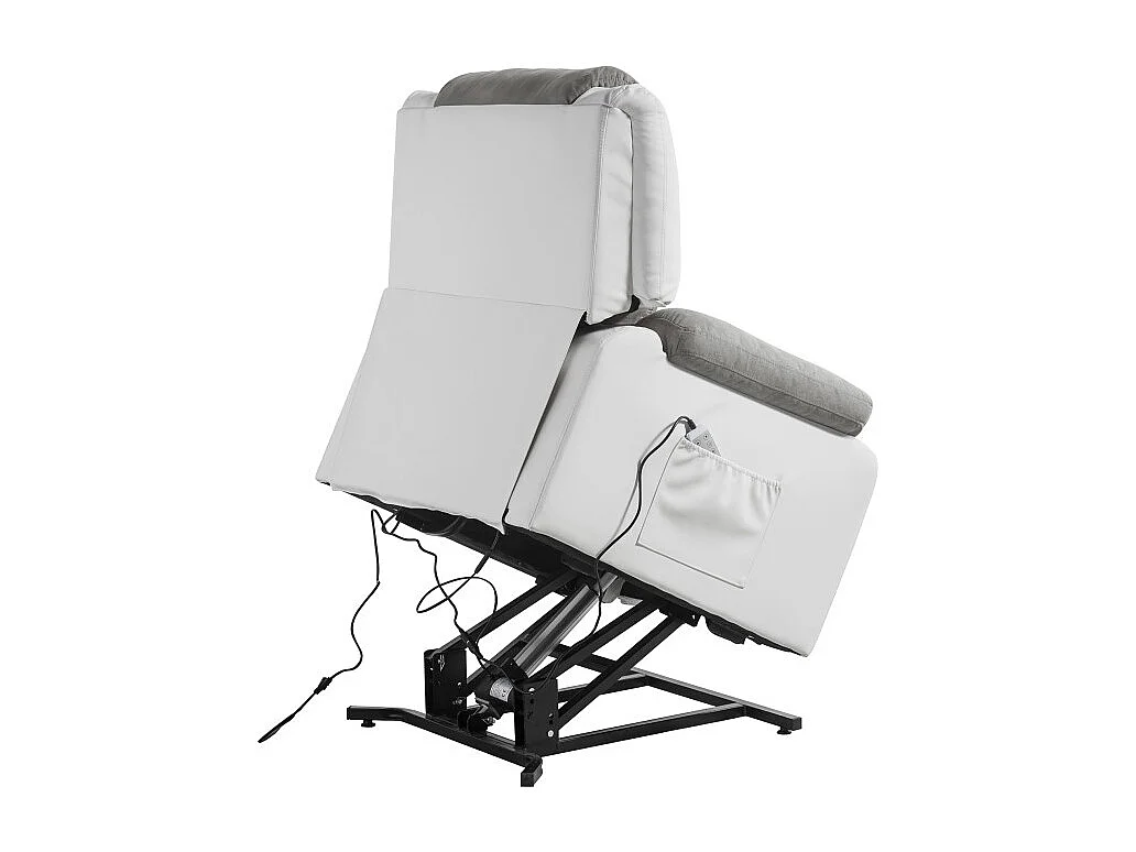 Fauteuil De Relaxation Electrique Releveur Et Massant - Microfibre / Simili - Blanc / Gris - L88 x 93 x 98cm - Loungitude