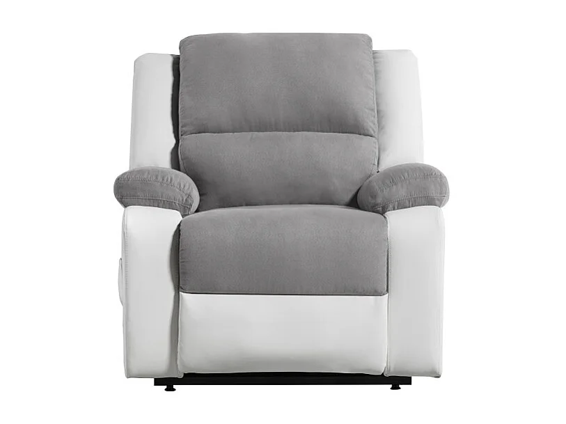 Fauteuil De Relaxation Electrique Releveur Et Massant - Microfibre / Simili - Blanc / Gris - L88 x 93 x 98cm - Loungitude