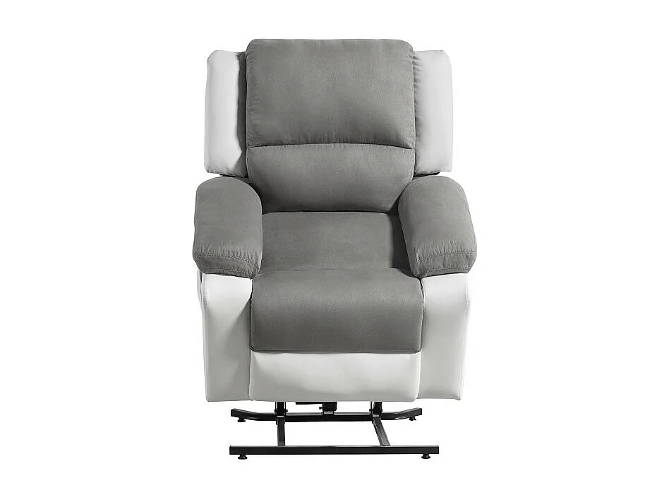 Fauteuil De Relaxation Electrique Releveur Et Massant - Microfibre / Simili - Blanc / Gris - L88 x 93 x 98cm - Loungitude