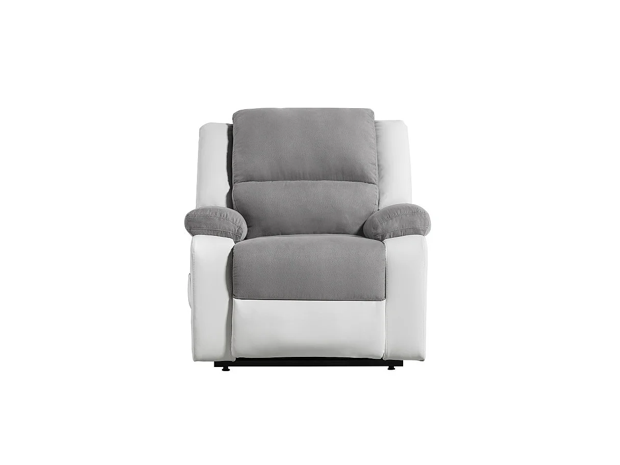 Fauteuil De Relaxation Electrique Releveur Et Massant - Microfibre / Simili - Blanc / Gris - L88 x 93 x 98cm - Loungitude