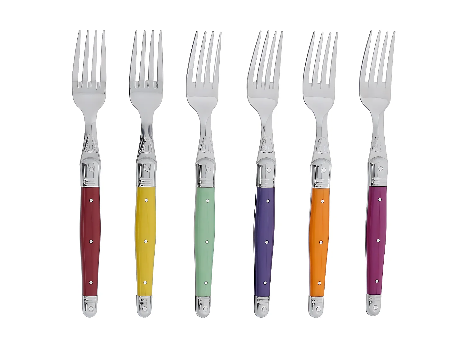 Coffret 6 fourchettes laguiole irise assorties
