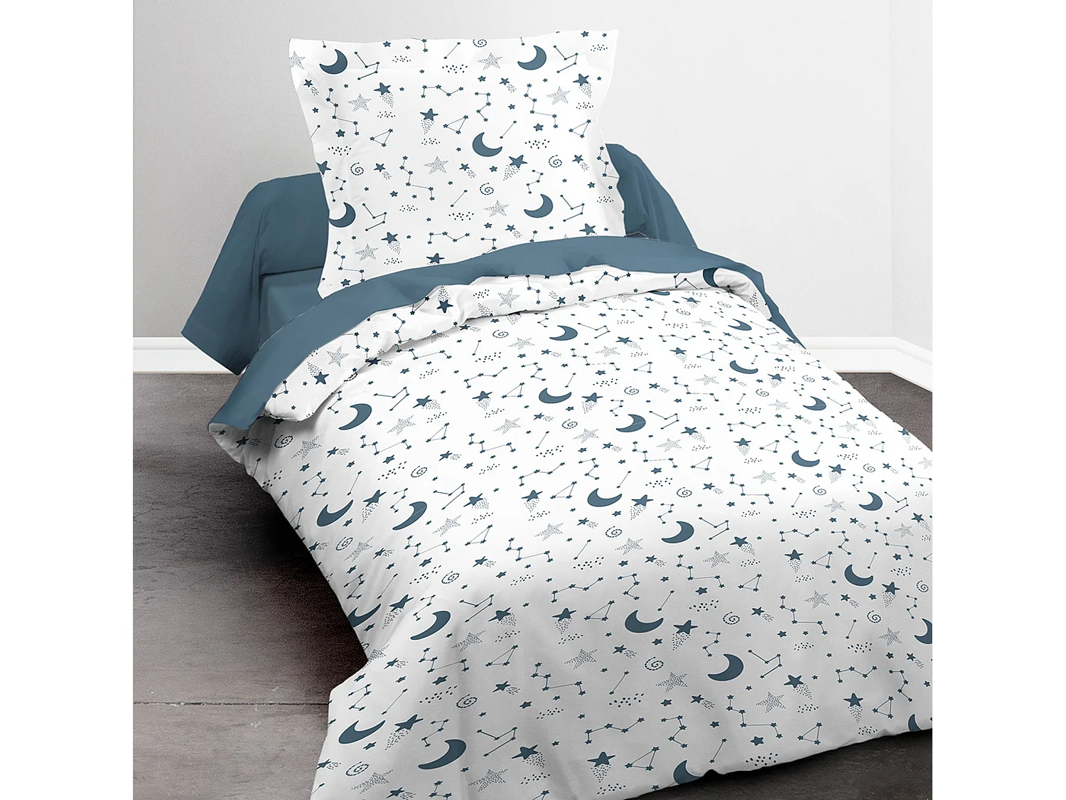 Housse de couette enfant 140x200 cm avec 1 taie d'oreiller 63x63 cm Parure de lit Polyester First 1.6