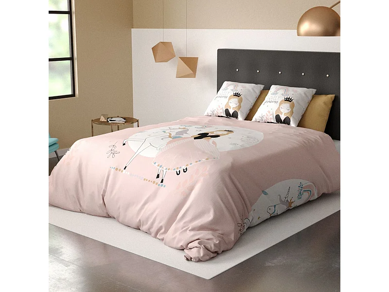 Housse de couette 140x200 + 1 taie d'oreiller 63x63 cm Coton Lovely Princess