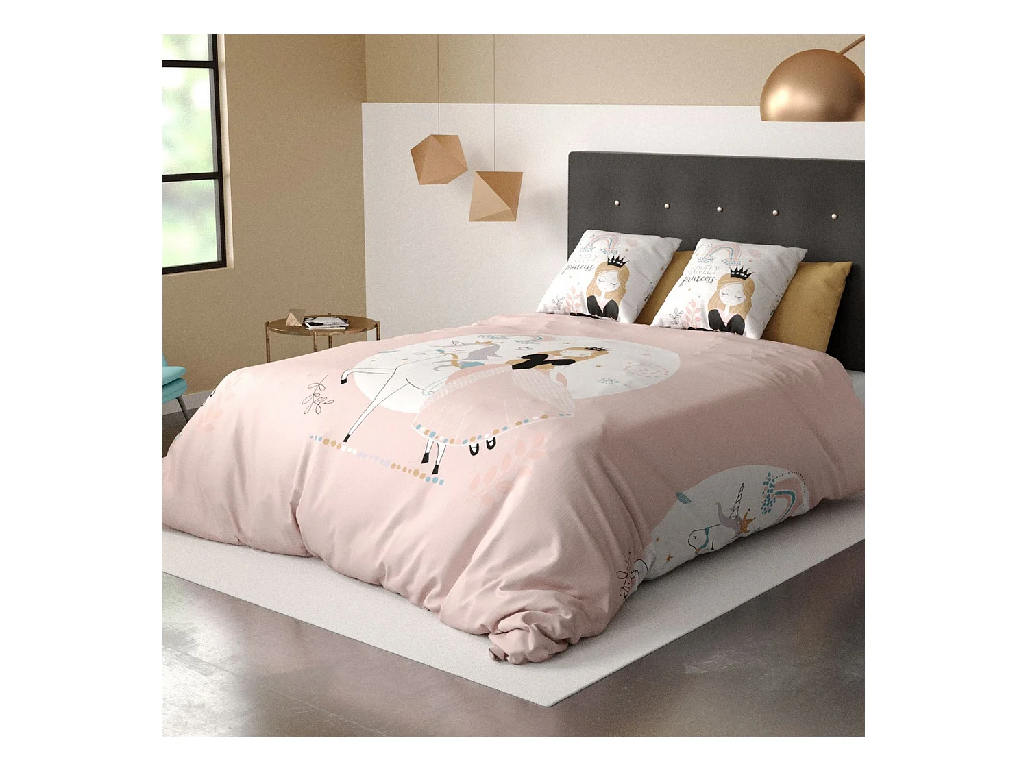 Housse de couette 140x200 + 1 taie d'oreiller 63x63 cm Coton Lovely Princess