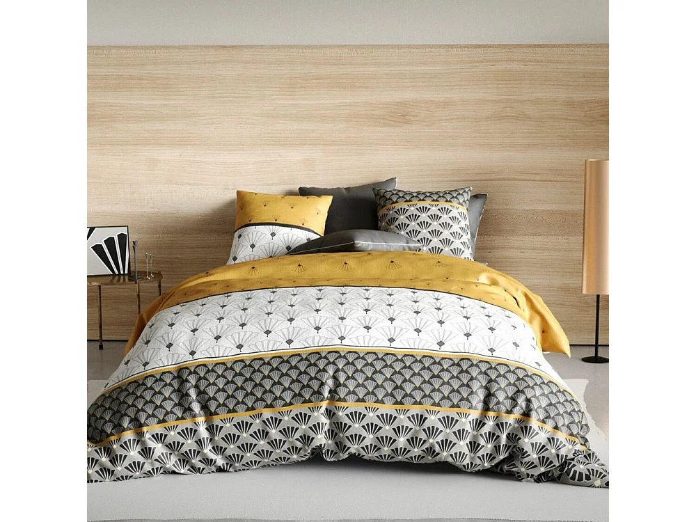 Housse de couette 220x240 cm + 2 taies d'oreiller 63x63 cm Coton Léo