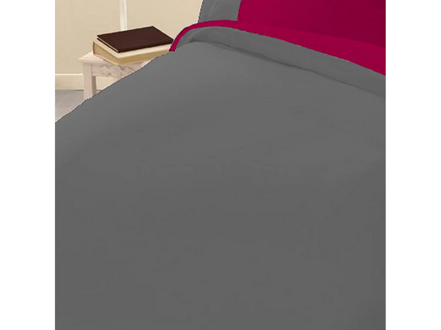 Parure de couette 140x200 100% Coton 57 fils Fushia/Anthracite