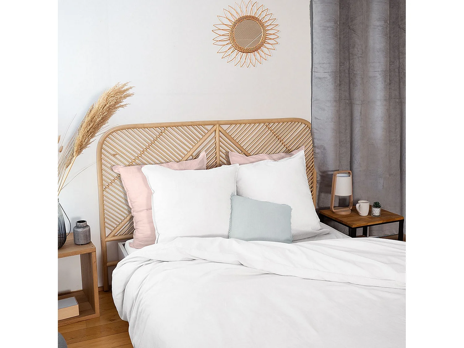 Housse de couette 220x240 + 2 taies d'oreiller 63x63 Lin Métis Lavé Blanc