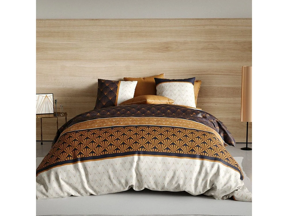 Housse de couette 220x240 cm + 2 taies d'oreiller 63x63 cm Coton Toffee