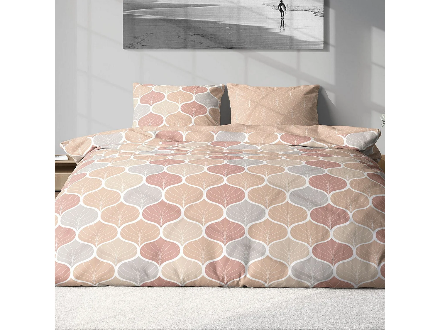 Housse de couette 220x240 + 2 taies d'oreiller 63x63 Microfibre Palmis