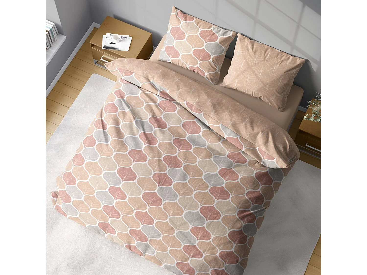 Housse de couette 220x240 + 2 taies d'oreiller 63x63 Microfibre Palmis