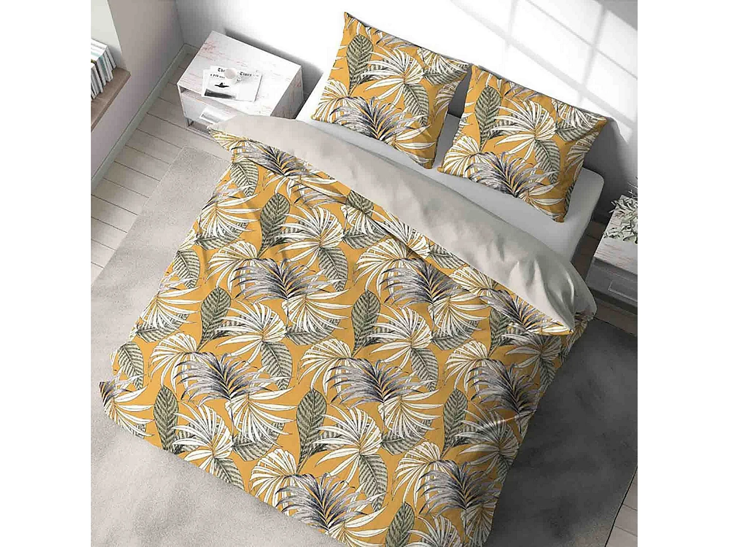 Housse de couette 240x260 + 2 taies d'oreiller 63x63 Microfibre Aquilie