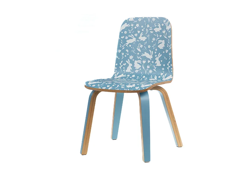 Chaise enfant bleue lapin (lot de 2)