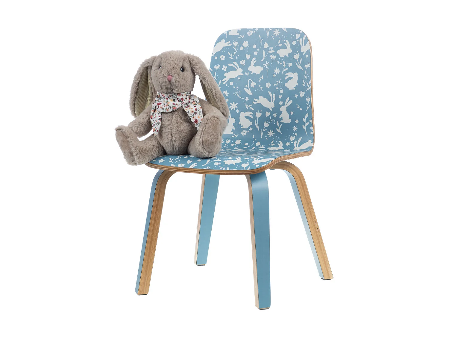 Chaise enfant bleue lapin (lot de 2)