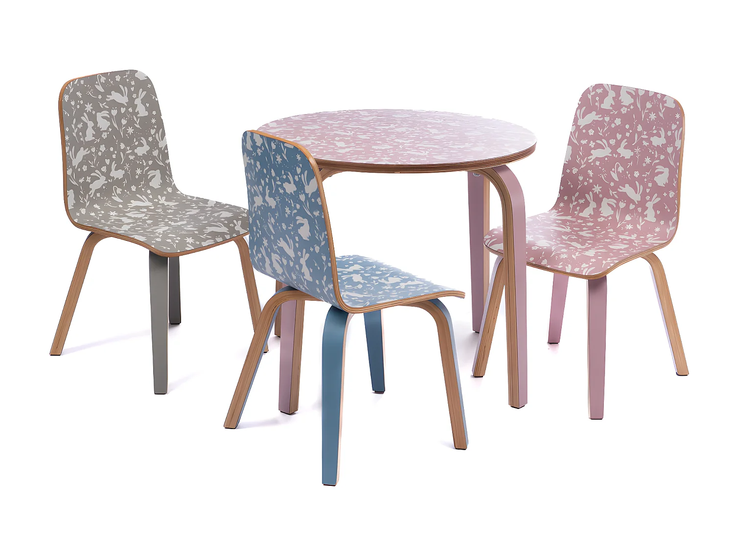 Chaise enfant bleue lapin (lot de 2)