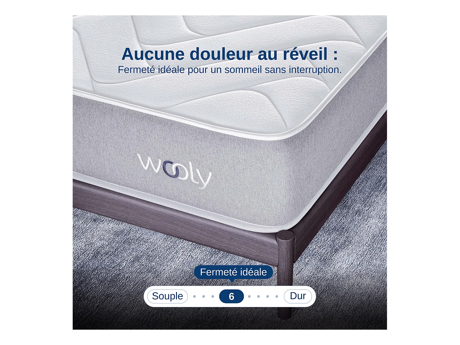 Matelas Wooly One M 70x190 cm - Mousse mémoire de Forme adaptative - 7 Zones Blue - Latex + HR - Confort Optimal - Equilibré - Hypoallergénique