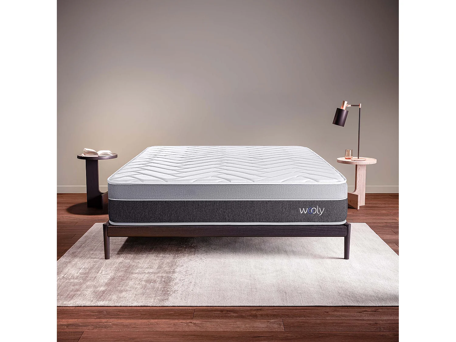 Matelas Wooly Level L 135x190 cm - Thermorégulant - Mousse mémoire de Gel rafraîchissant - Mousse HR - Laine - Latex - Confort progressif - 24 cm