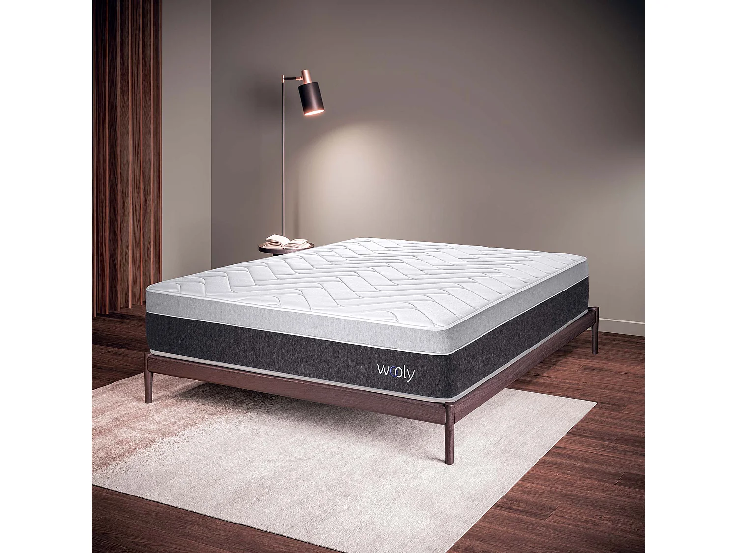 Matelas Wooly Level L 135x190 cm - Thermorégulant - Mousse mémoire de Gel rafraîchissant - Mousse HR - Laine - Latex - Confort progressif - 24 cm