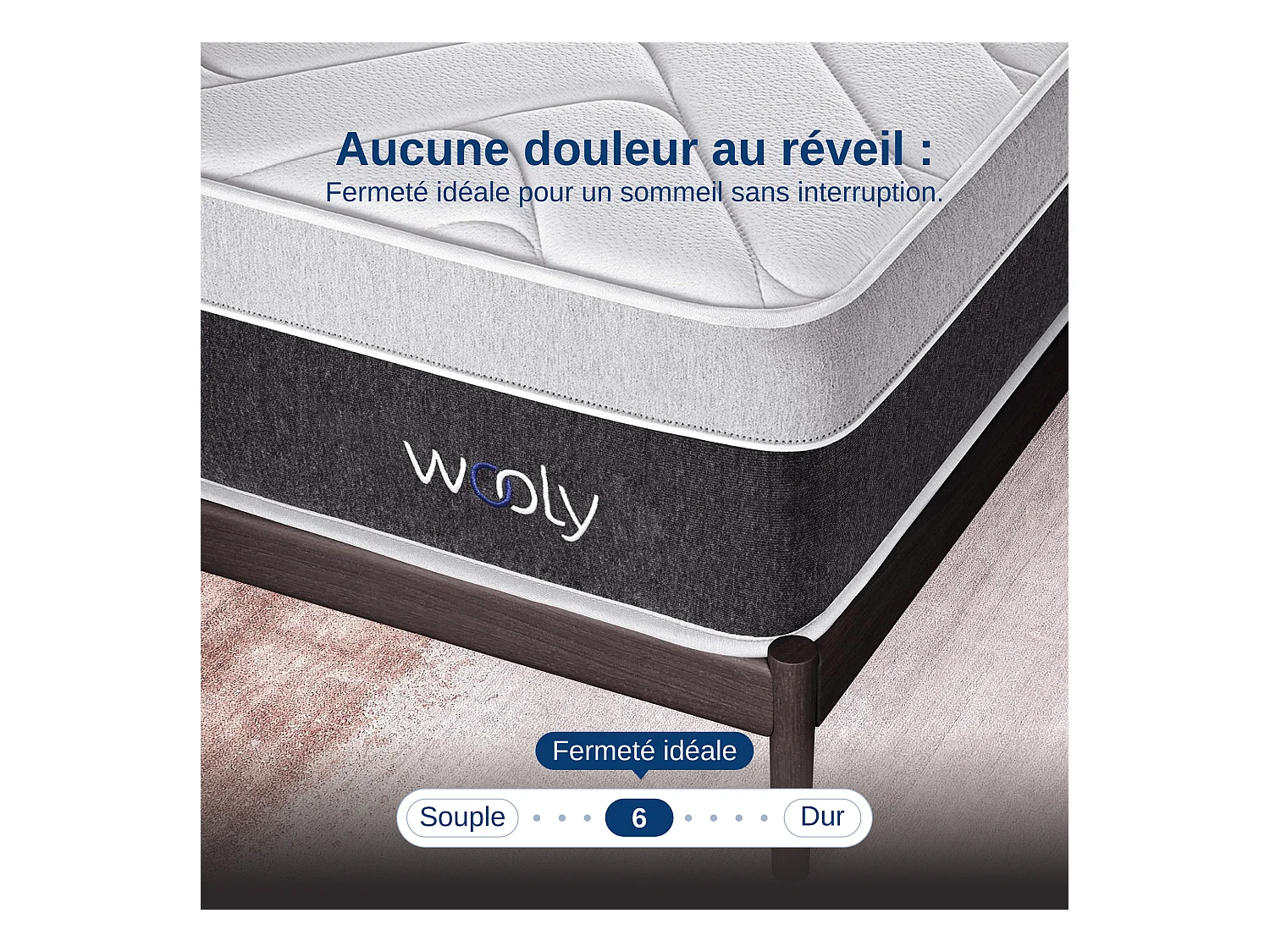 Matelas Wooly Level 180x200 cm - Hybride - 30 CM - Ressorts ensachés - Thermorégulant - Mousse en mémoire de Gel rafraîchissant - HR - Laine - Latex