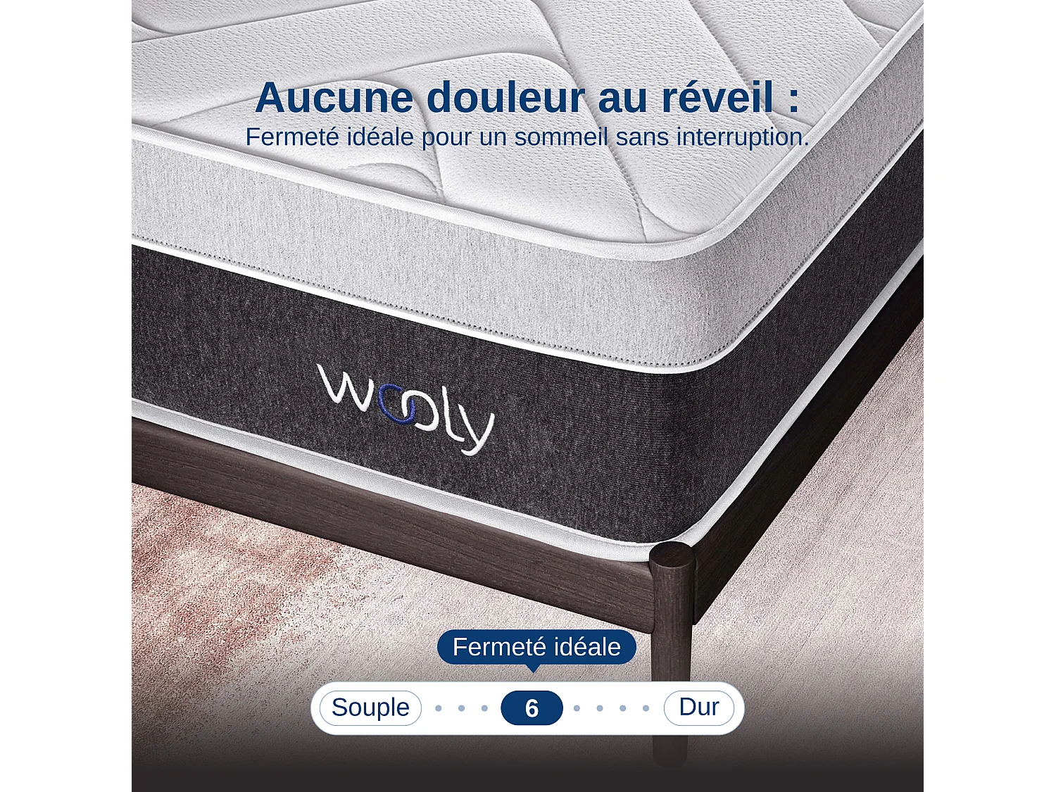 Matelas Wooly Level 135x190 cm - Hybride - 30 CM - Ressorts ensachés - Thermorégulant - Mousse en mémoire de Gel rafraîchissant - HR - Laine - Latex