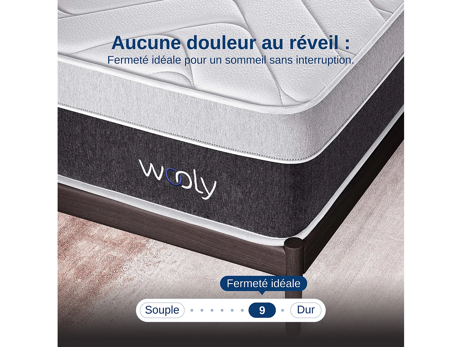 Matelas Wooly Level XXL 150x190 cm - Tres Epais 32 cm - Mousse Gel rafraîchissant mémoire de Forme - HR 35 kg - Laine - Latex - Oeko TEX - Ferme