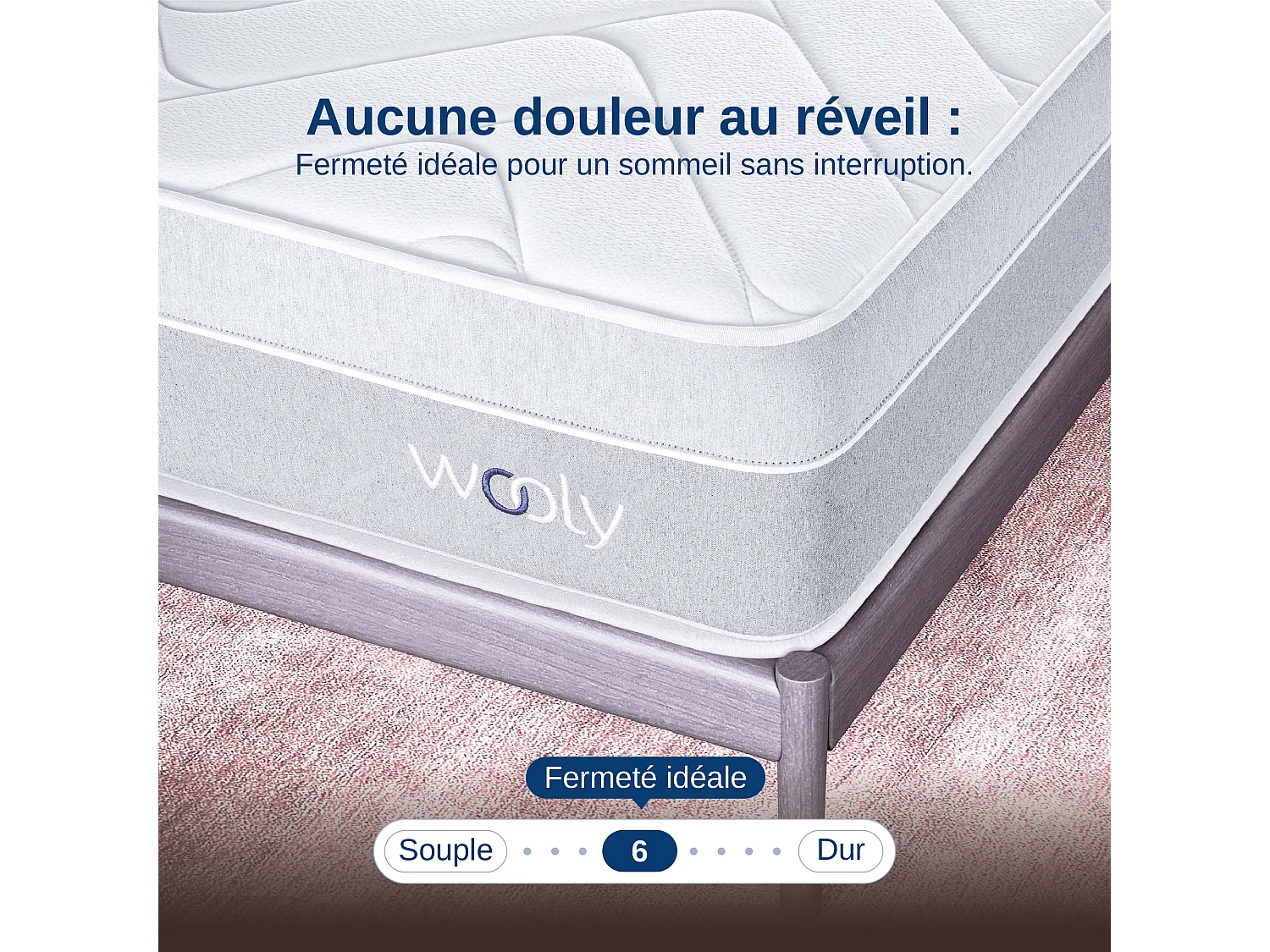 Matelas Wooly Original 150x190 cm - Hybride - Ressorts ensachés - Laine - Latex - Mousse mémoire adaptative - HR - Confort mi-Ferme 7 Zones - 24 cm