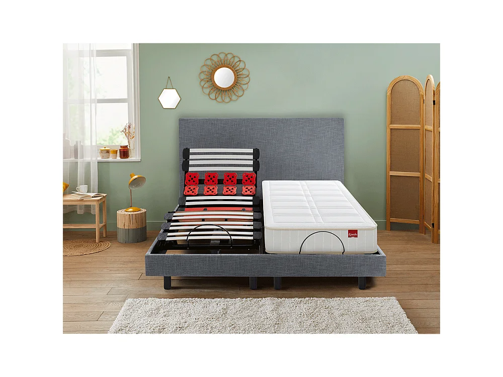 Sommier Électrique Epeda ESCAPADE Chiné Gris 2x80x200